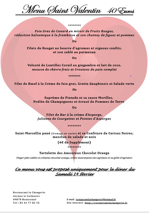Menu st valentin 2026